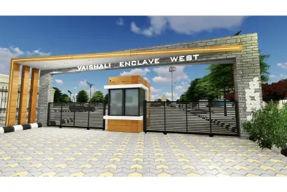 Artistic depiction of the national park entrance, framed by greenery, in Vaishali Enclave, developed by High Fly Real Estate